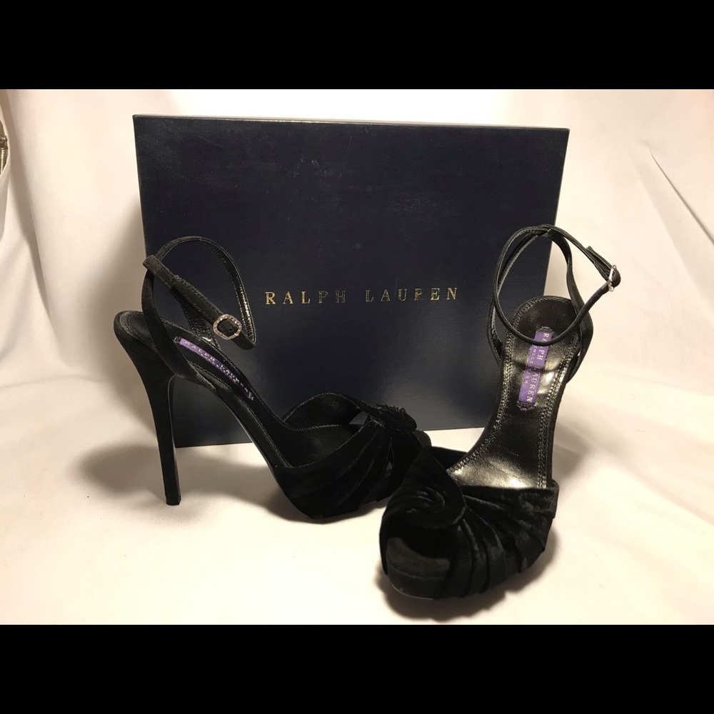 Ralph Lauren Purple Label Black Panne Velvet heel.